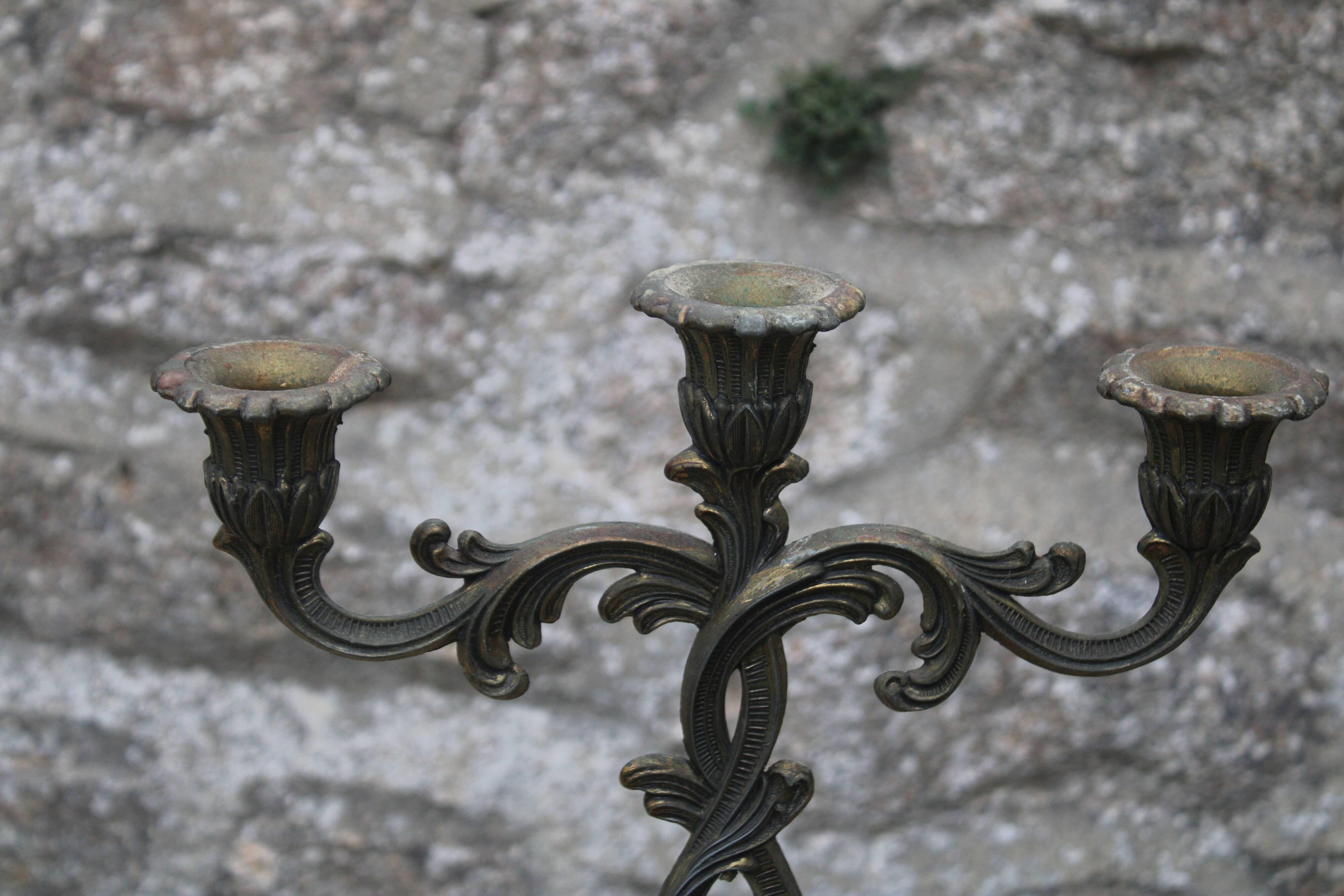 Pair of vintage candlesticks, baroque rococo style.