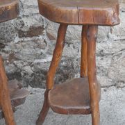 3 tabourets brutaliste en bois H 80 cm