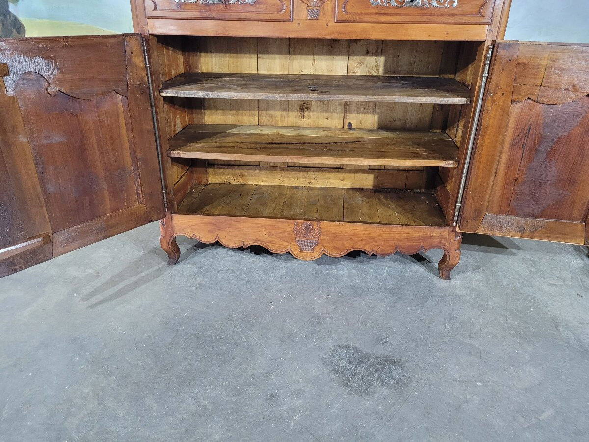 19th-century high buffet in cherry wood