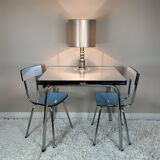 Blue Formica table and chairs from the 60s