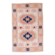 Tapis Kilim Ancien, Motifs Géométriques,Tons Pêche & Bleu Marine,165x263 Cm