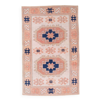 Tapis Kilim Ancien, Motifs Géométriques,Tons Pêche & Bleu Marine,165x263 Cm