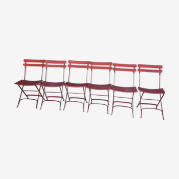 Lot de 6 chaises de jardin pliante en fer et bois