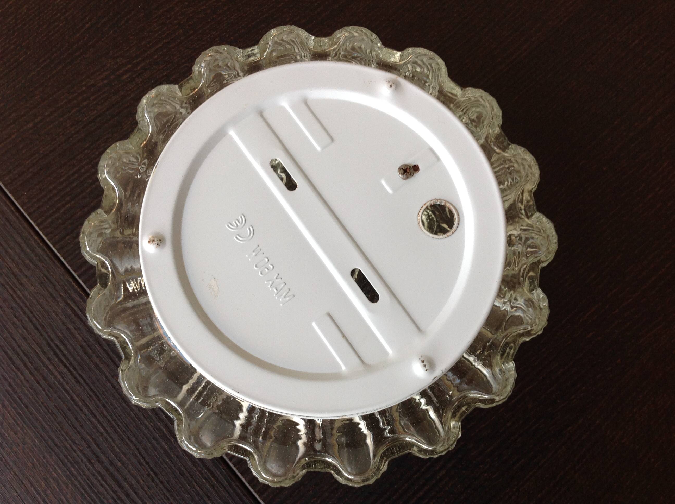 Round vintage bubbled glass ceiling light from the 60s and 70s