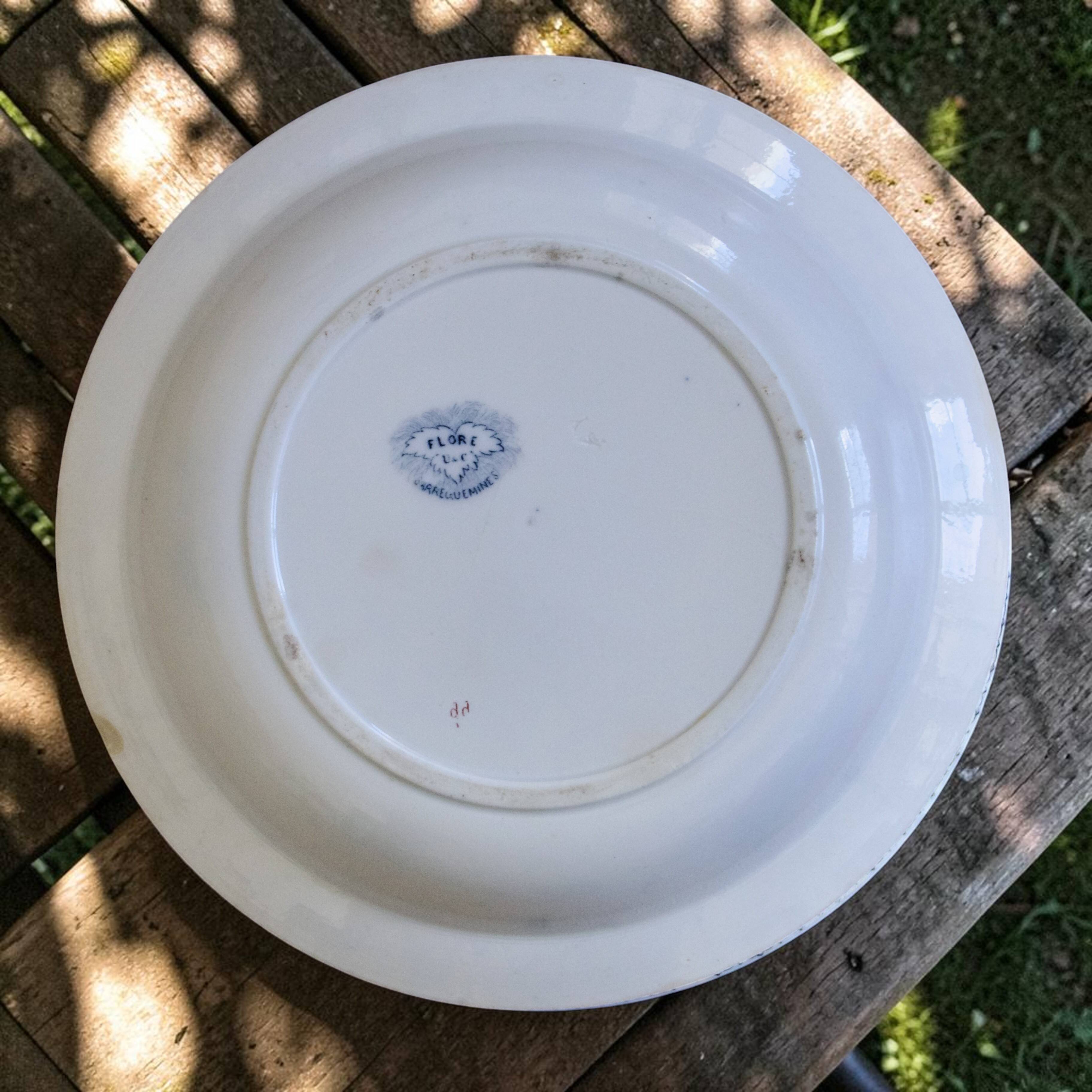 Shallow dish 19th century ironstone Sarreguemines Flore collection