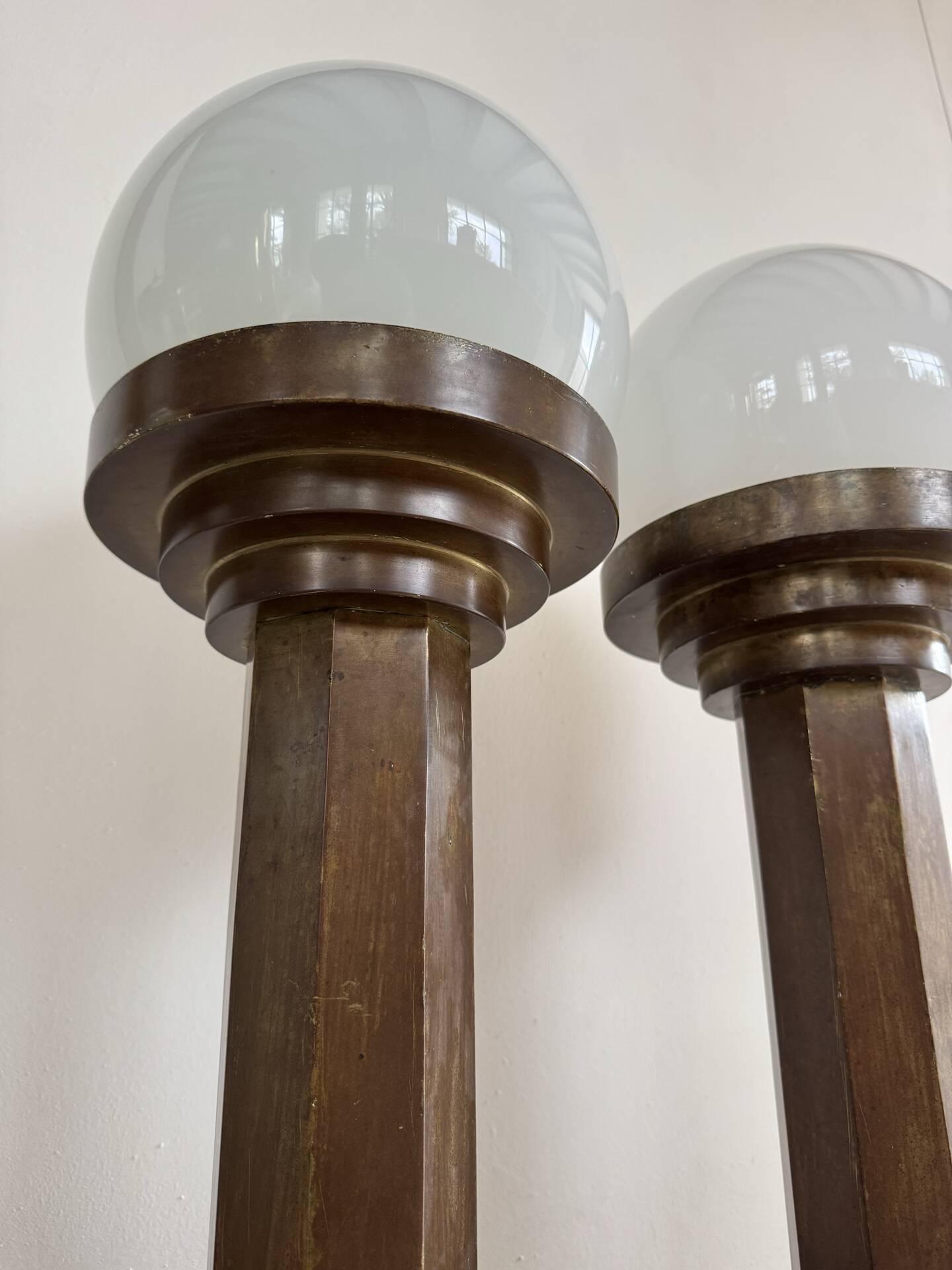 Lampes colonnes bronze Art Déco
