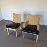 Donghia Block Island chairs 1990s original leather seats. 5 x armrests, 2 x without by John Hutton