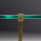 Side Table by Peter Ghyczy in Brass and Glass, Netherlands, 1970s