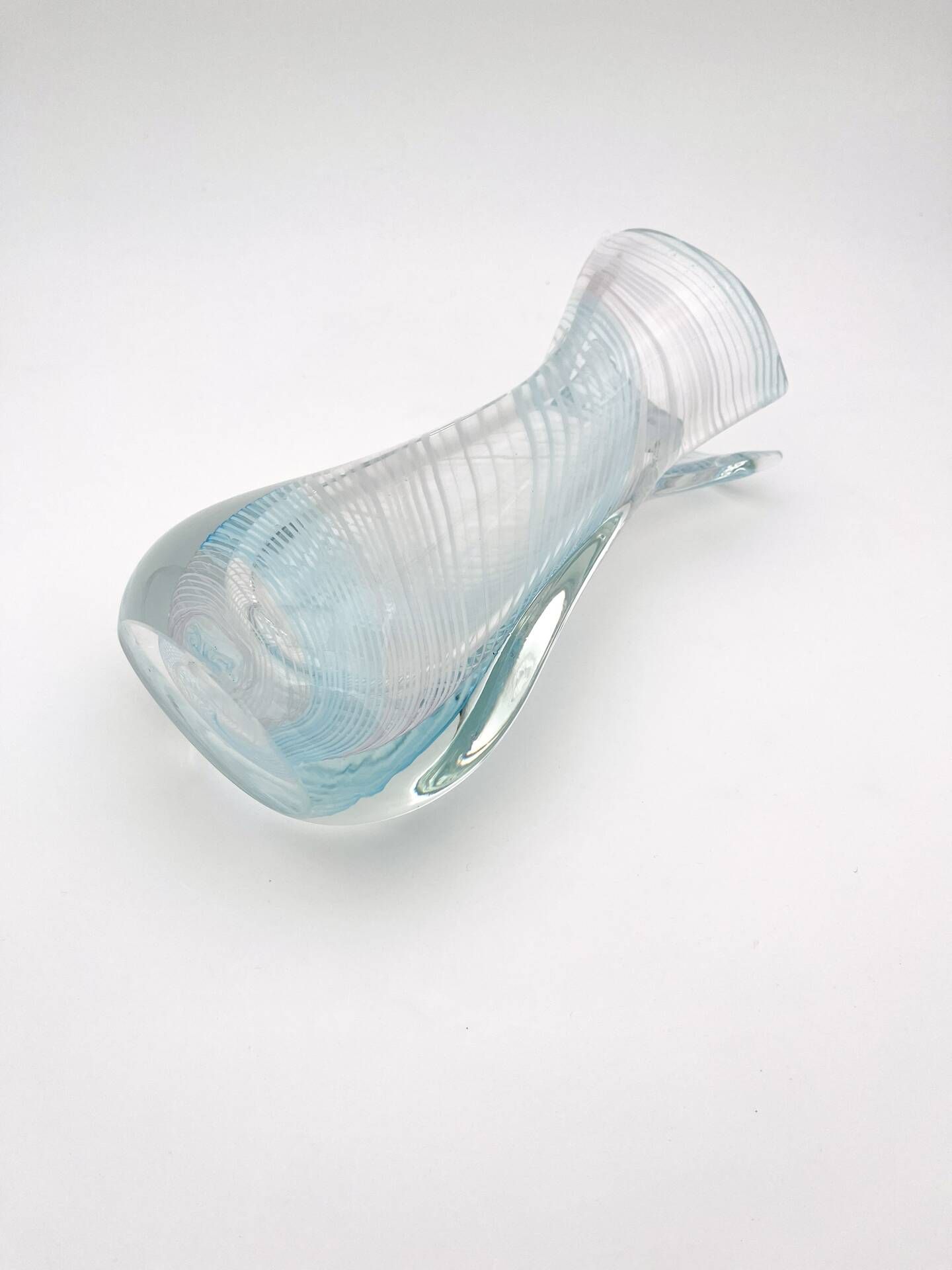Vase Sculpture Murano Zanfirico Filigree Sommerso Blue Pink White