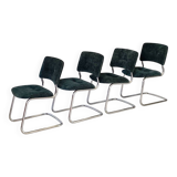 4 Strafor chrome and velvet chairs