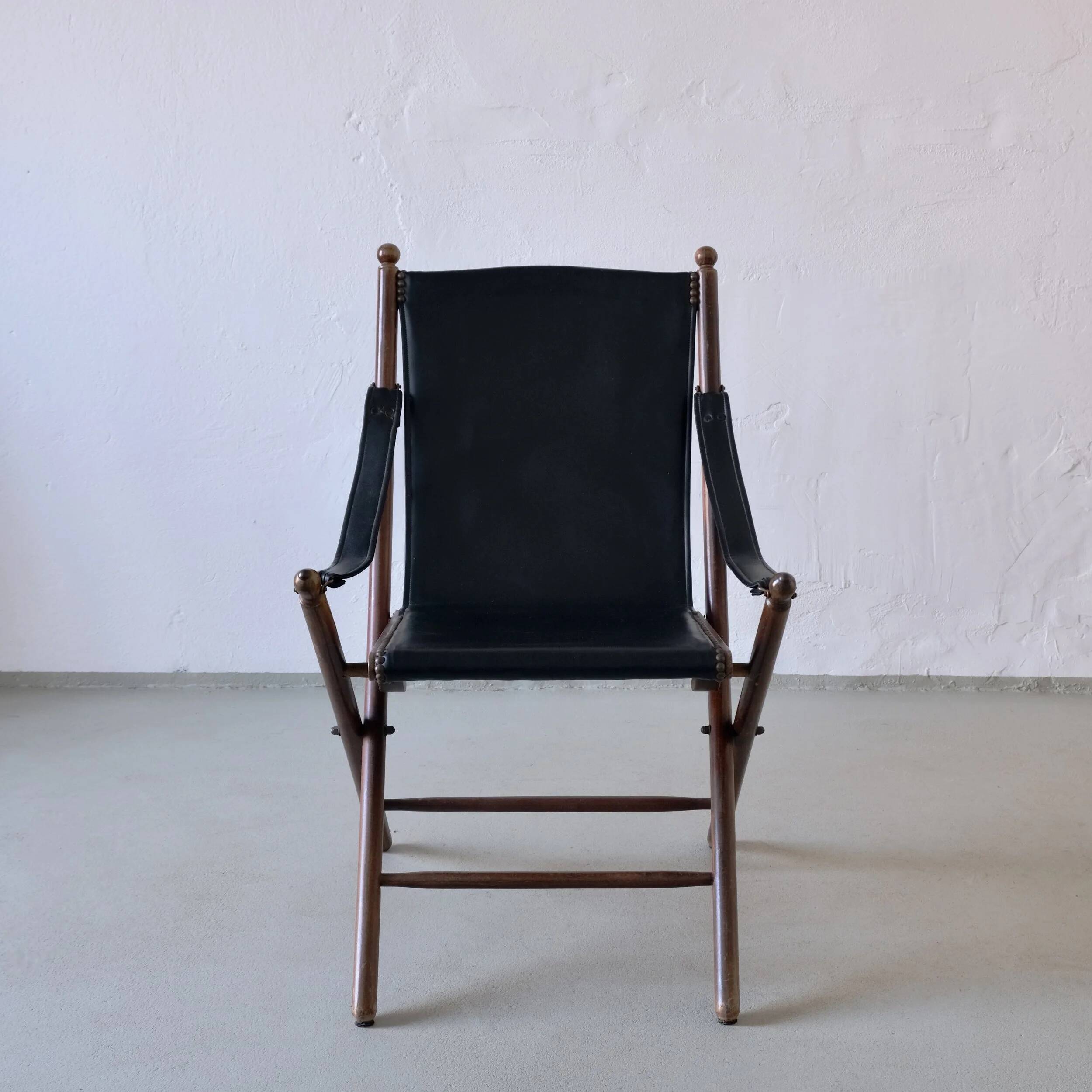 Vintage folding chair and tray table set | Campaign style