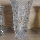 Large vintage pressed glass vase, an impressive and very decorative piece.