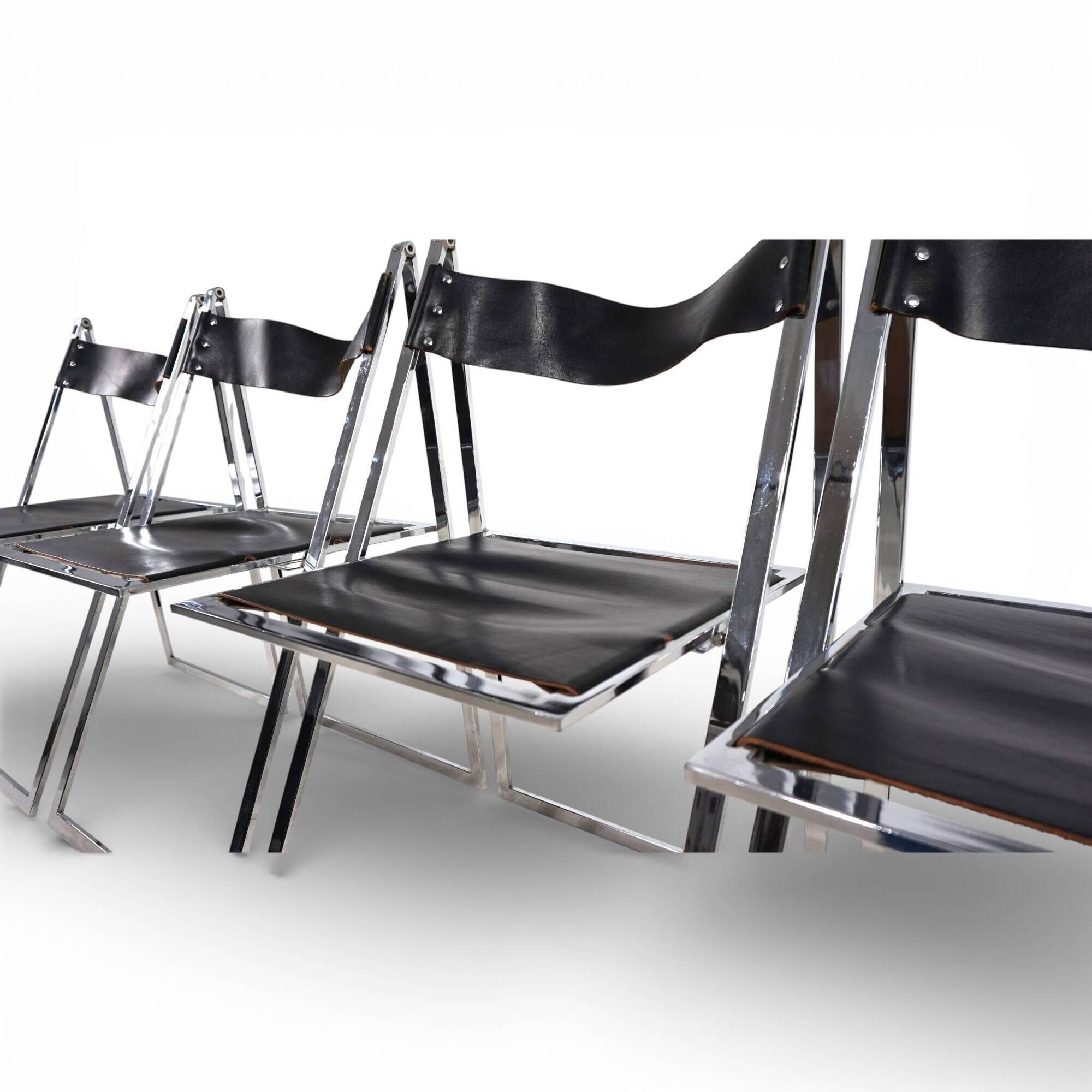 Lübke 4-piece set of folding dining chairs by Fantoni&Geraci, 1969
