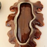 Coupe à fruit céramique de vallauris en forme de feuille (45 x 25 cm)