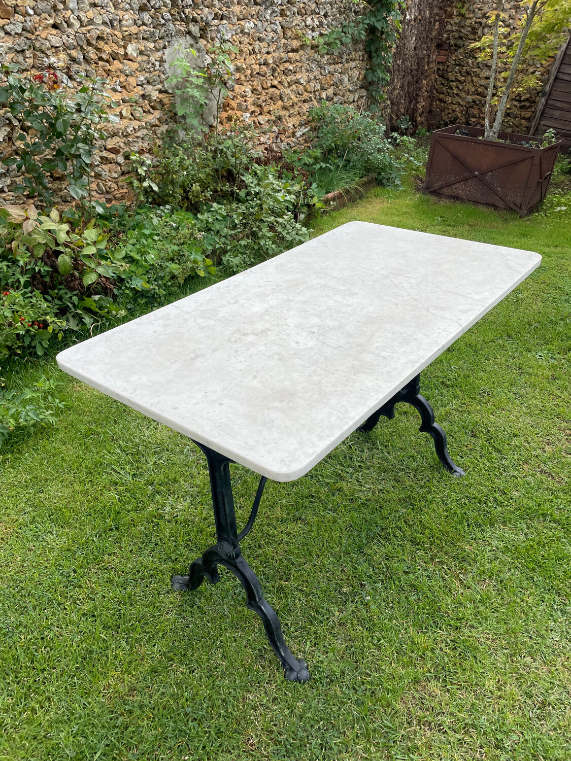 Vintage bistro table 1930 marble top for 4 people