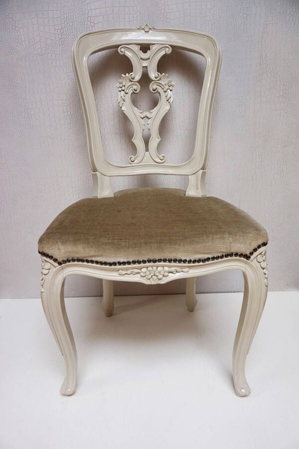 Chaises laquées de style baroque Louis XV, ensemble de 2