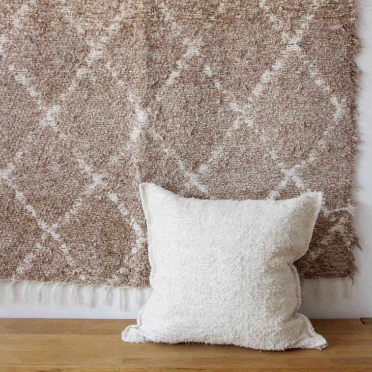 Housse de coussin artisanale en coton recyclé tissé main