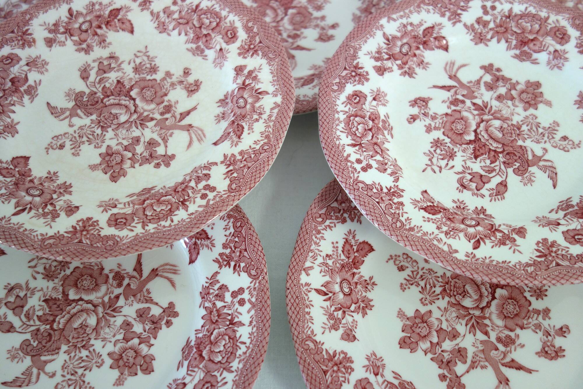 Wedgwood English dessert service iron earth pink floral