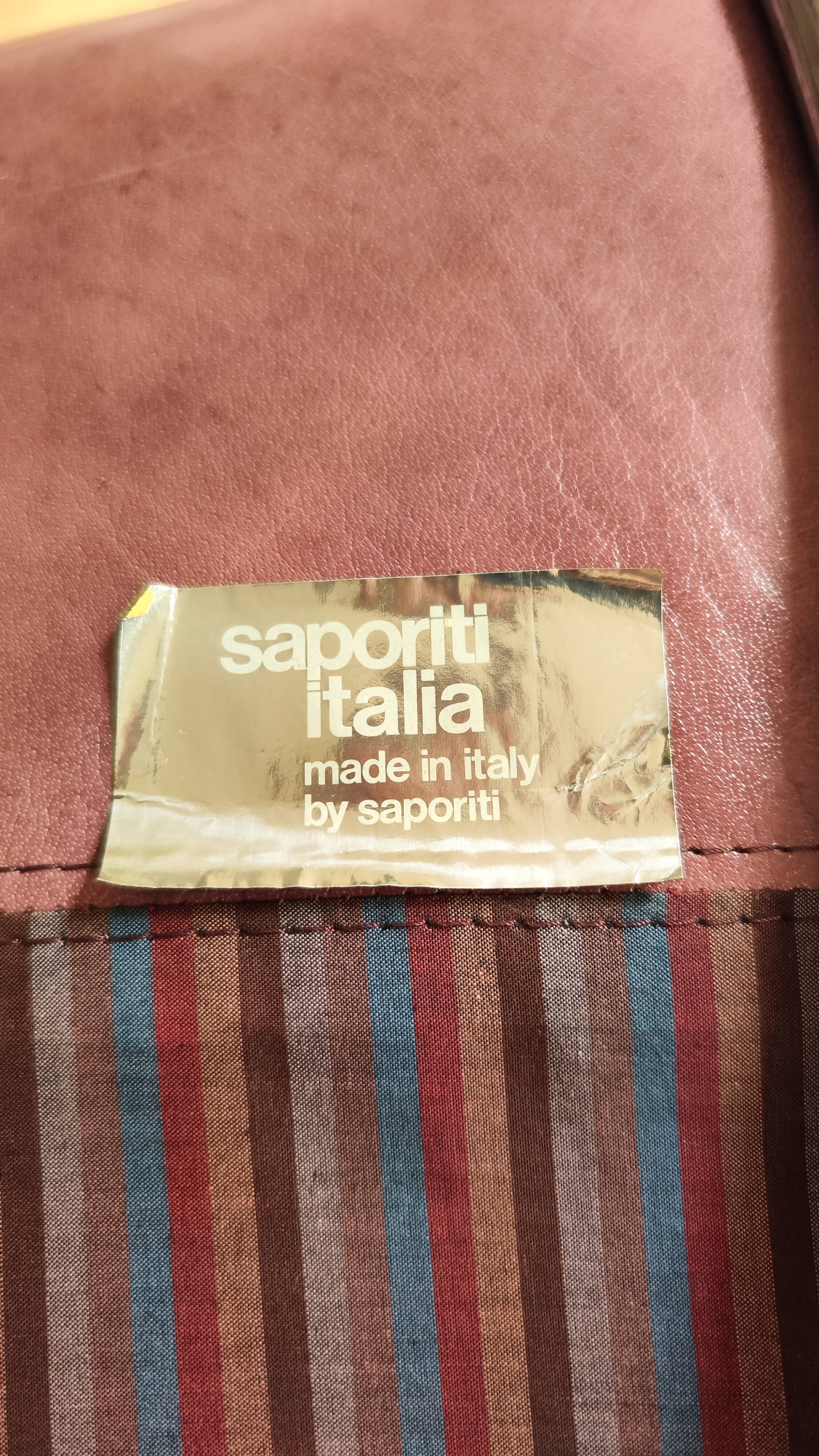 Leather armchair from the Giovanni Offredi years, Saporiti, 1970/80, Italy