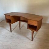 Vintage curved teak desk