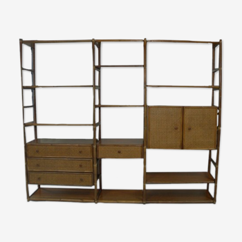 Library/buffet bamboo and mahogany roche bobois 1980