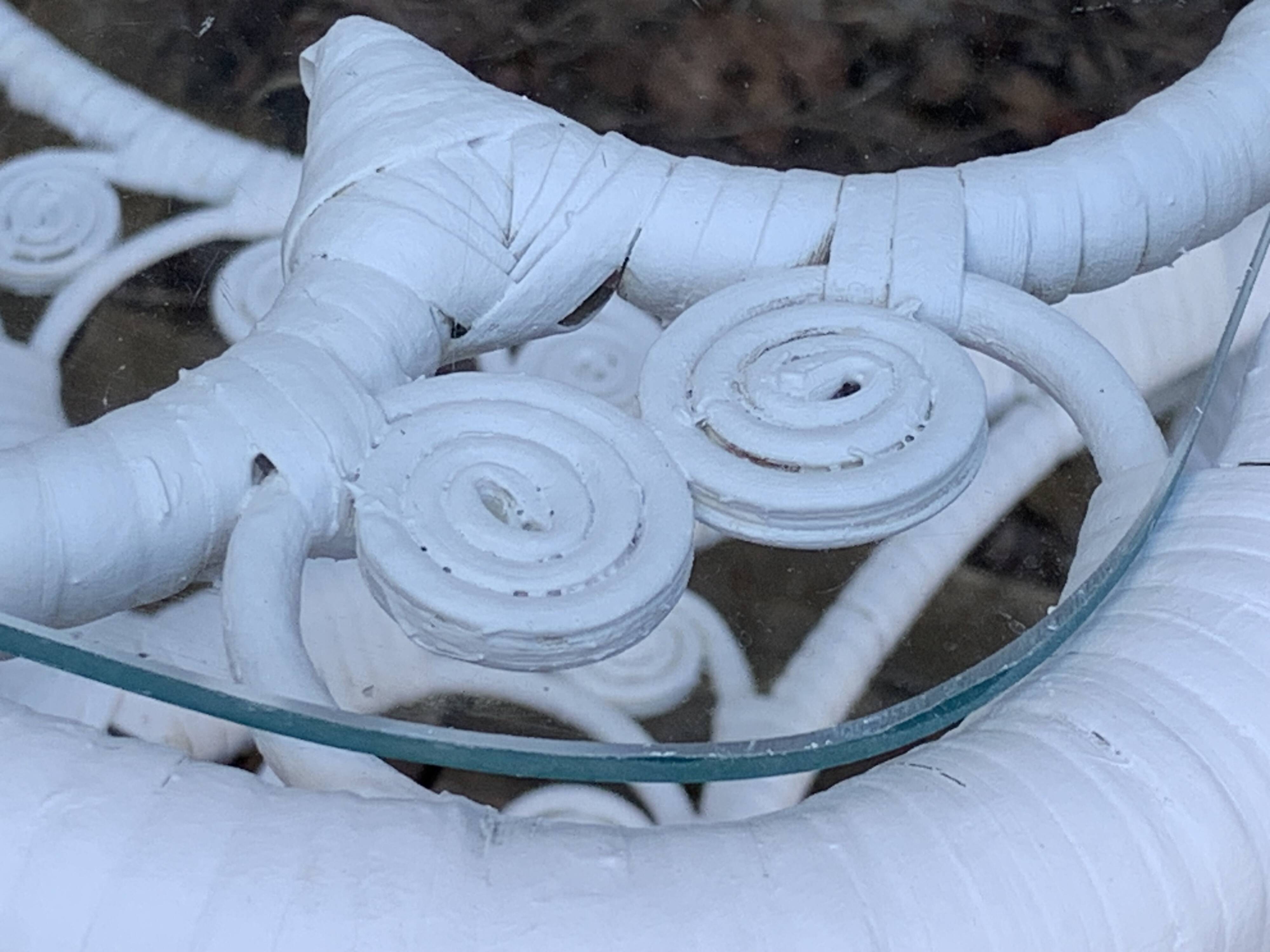 Peacock white rattan side table 1970
