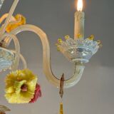 Venetian chandelier in multi-colored Murano glass, 11 light arms on two levels circa 1880