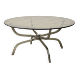 Vintage coffee table with smoked glass top and chrome frame