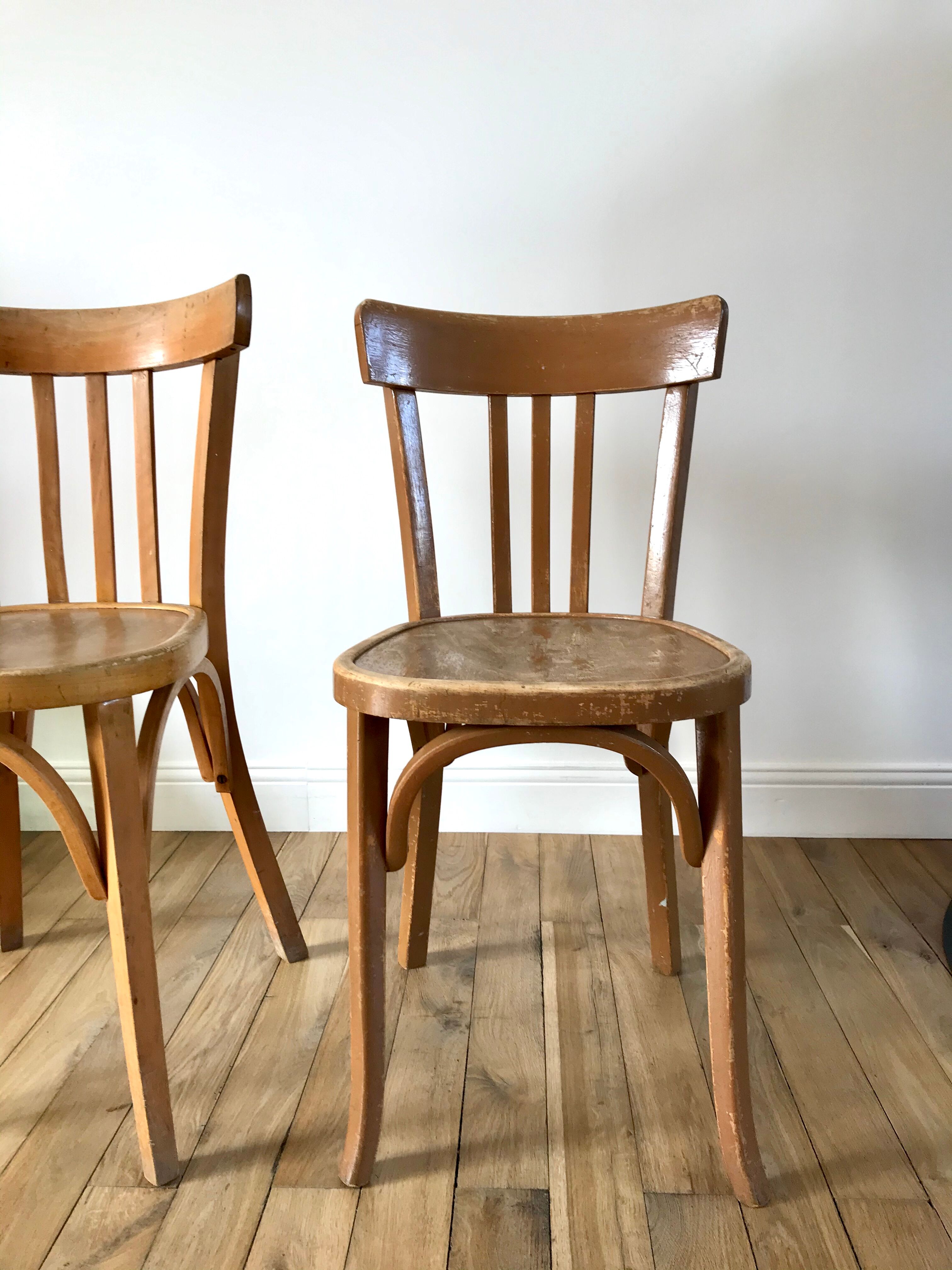 Duo of bistro chairs style Baumann vintage 40s-50s