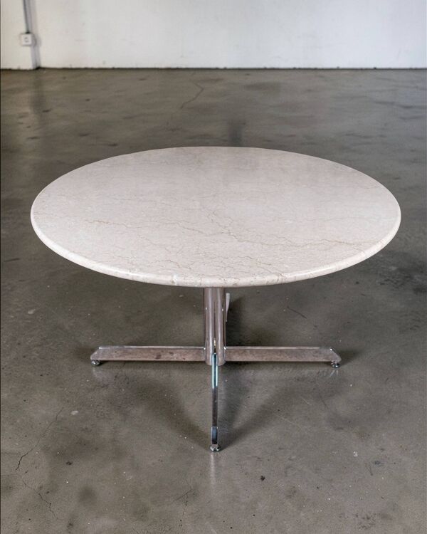 Table à manger en marbre beige Super Malta par Roche Bobois, France, 1980