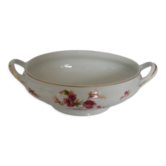 Legumier pörcelaine de limoges f legrand & cie décor fleuri fond blanc