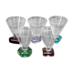 Set of 5 designer wine glasses, colored feet