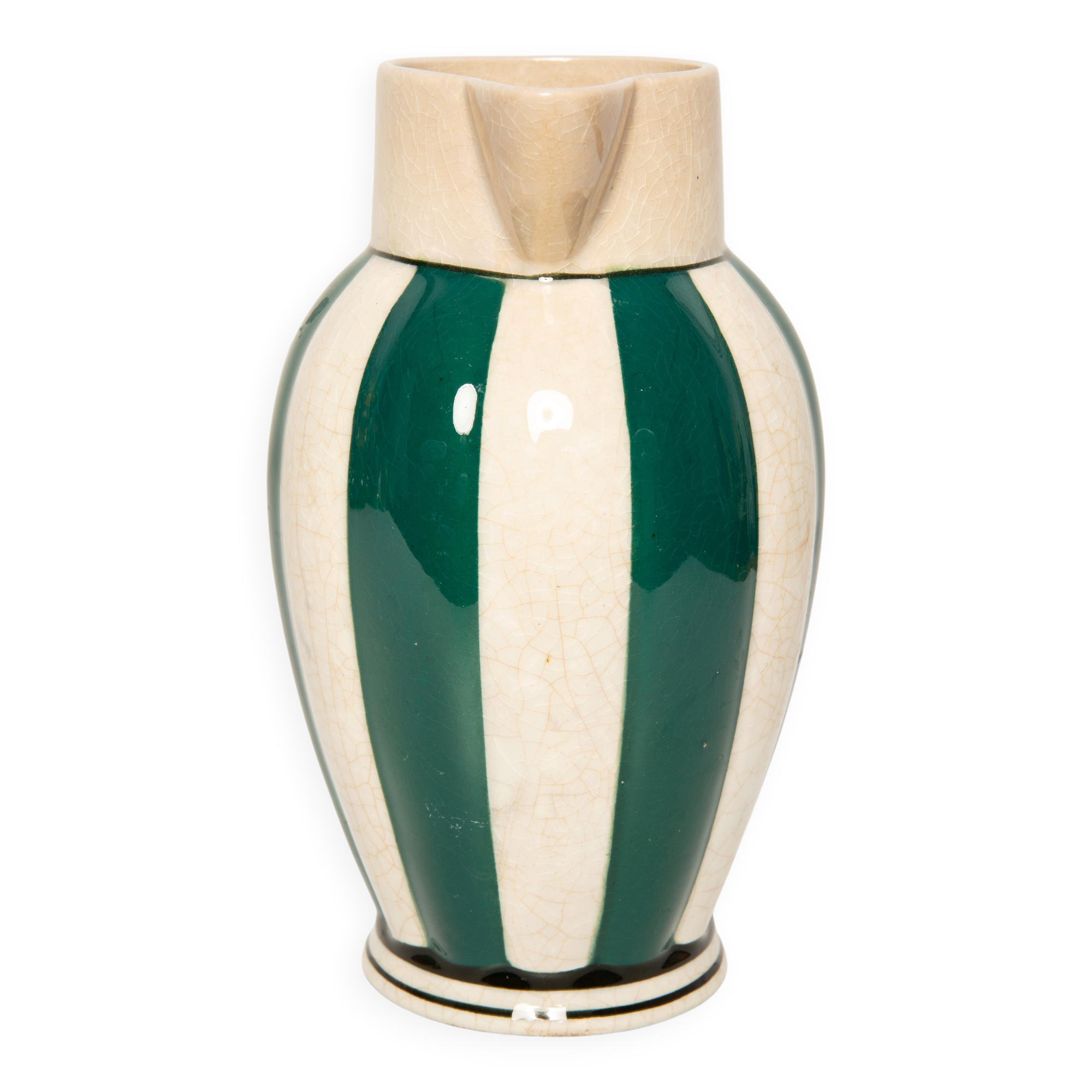 Vintage white and green ceramic porcelain vase from the mid-20th century, Germany, 1960s.