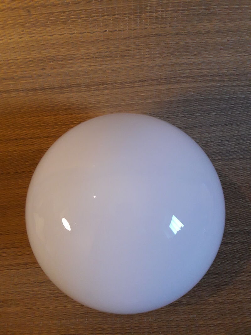 Globe 20cm en verre blanc ancien pour lampe suspension