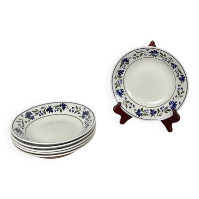 Set de 6 assiettes creuses Churchill England ,motif  fleur, 1970