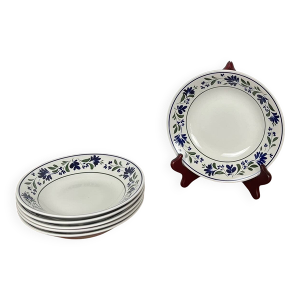 Set de 6 assiettes creuses Churchill England ,motif  fleur, 1970