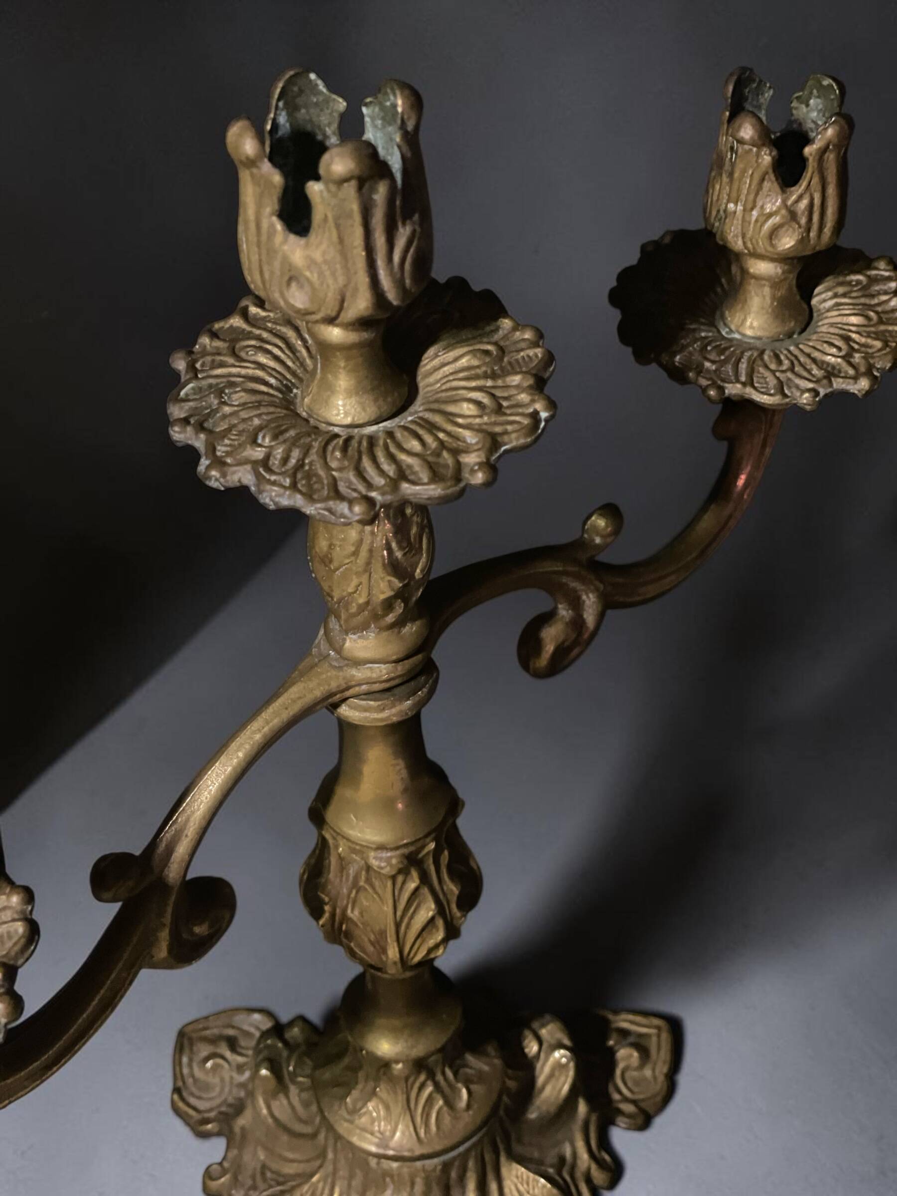 Pair of Napoleon III candelabra in brass, 19th century