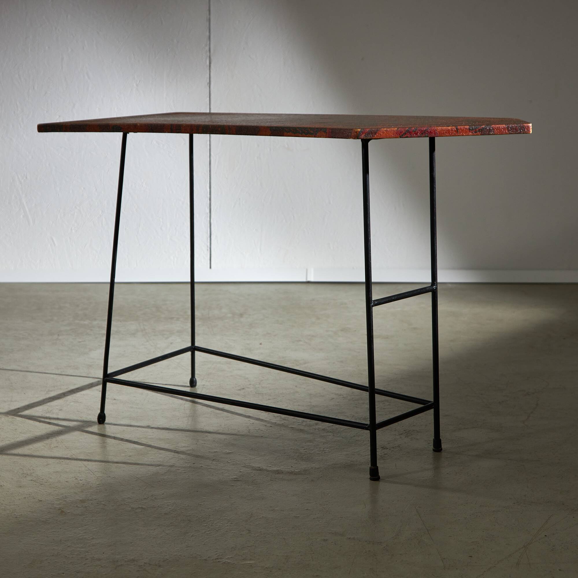 Italian Side Table with Unique Leather Top, 1970s