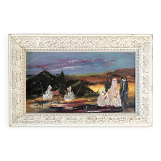 Louis alban "touaregs at dusk" oil on panel signed