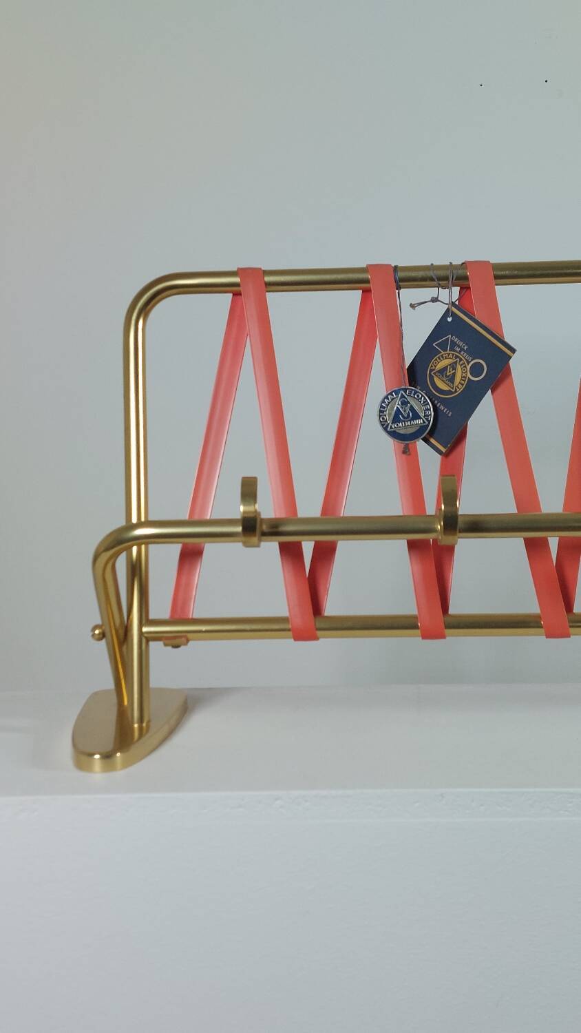 Vintage mid century wall mount brass wardrobe coat rack