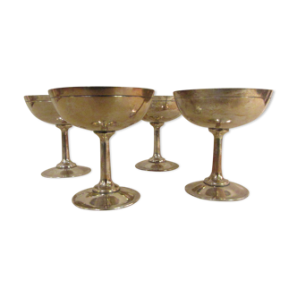 Set de 4 coupes à glace métal argentél marquées Ercuis