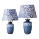 Paire de lampes de table en céramique néerlandaises du milieu du siècle moderne avec nouveaux abat-jours Liberty