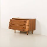 Italian mid century extra wide walnut chest of drawers