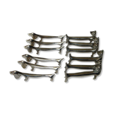 12 silver metal knife holders 6 dogs and 6 cats