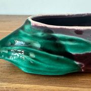 Old Vallauris aubergine ceramic vintage empty pocket bowl