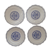 4 Plates made of GIEN camaieu blue central pattern and rinses model ROUEN