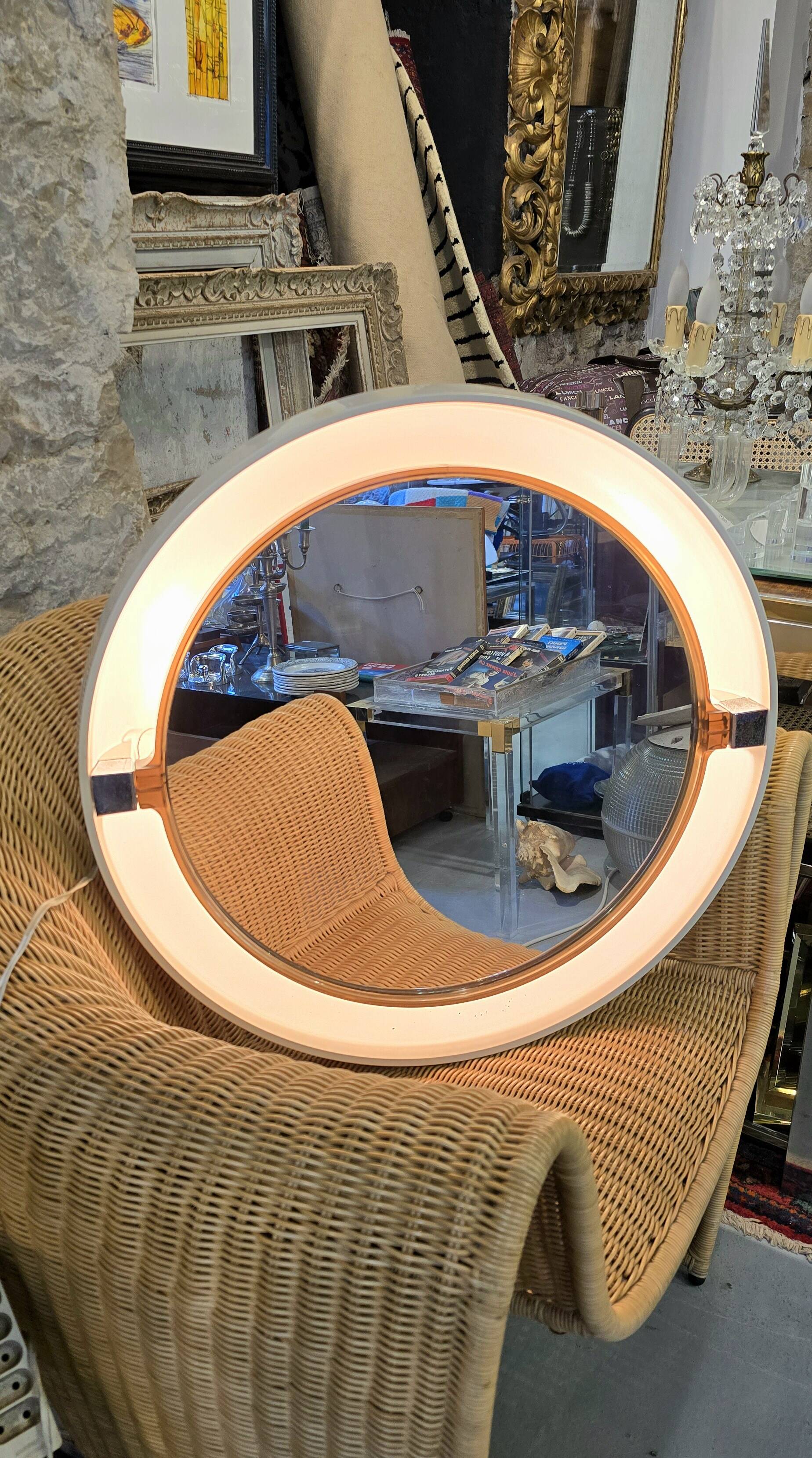 Vintage bathroom mirror allibert a41 backlit space age 1970