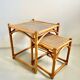 Tables gigognes bambou rotin osier - 1950/60