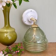 Vintage art deco tulip wall lamp in green and gold glass