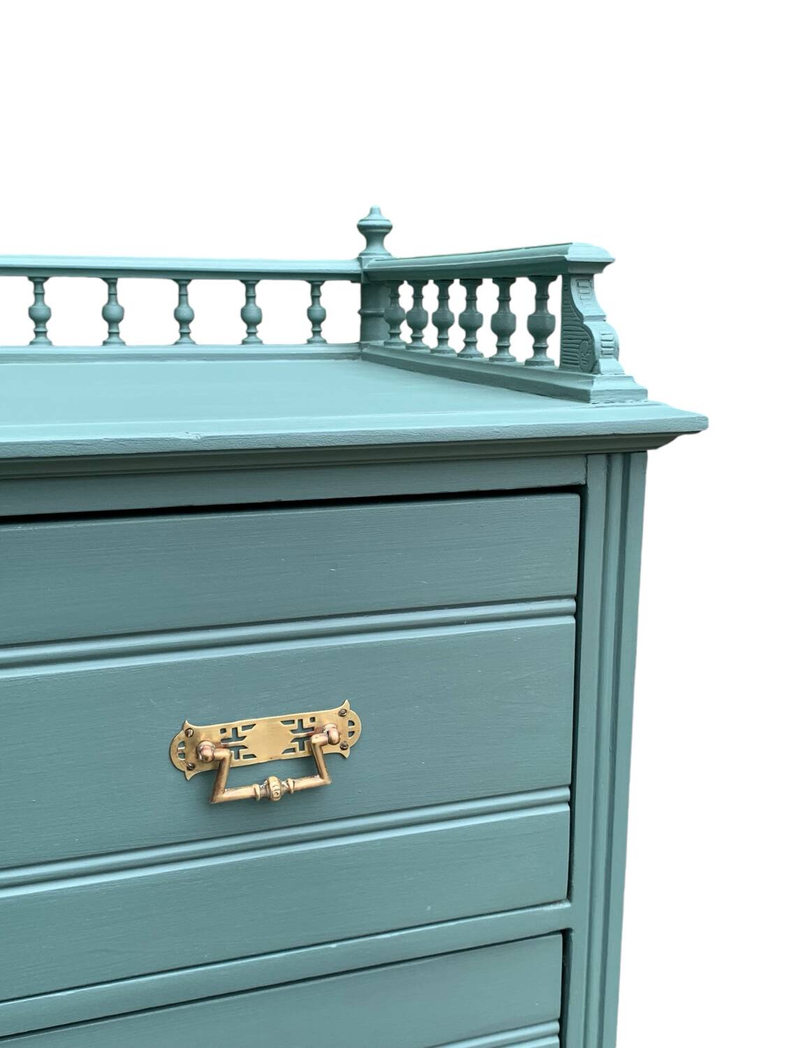 Old grey green high chest of drawers H160